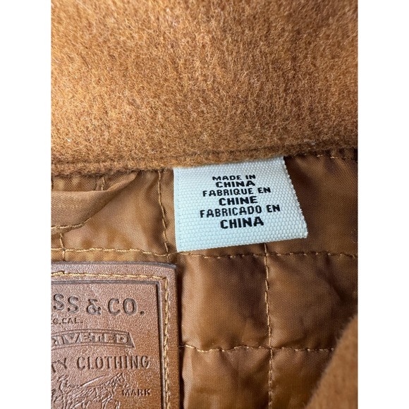 Levis Premium Jacket Womens Small Brown Trucker Quilted Lined Snap Wool A1739 - Picture 5 of 14